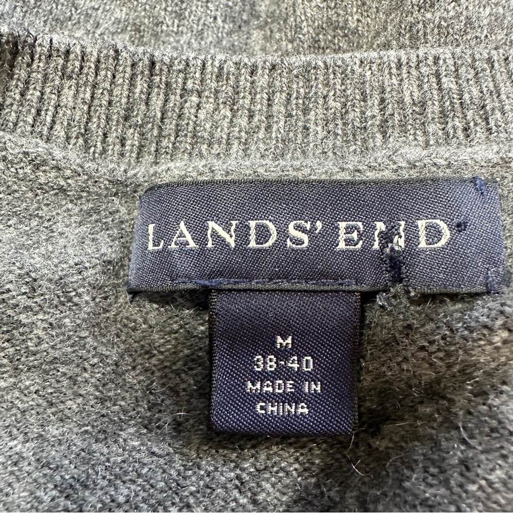 Lands’ End Men’s 100% Cashmere V-Neck Sweater Longsleeve Classic in Gray M - Picture 9 of 13